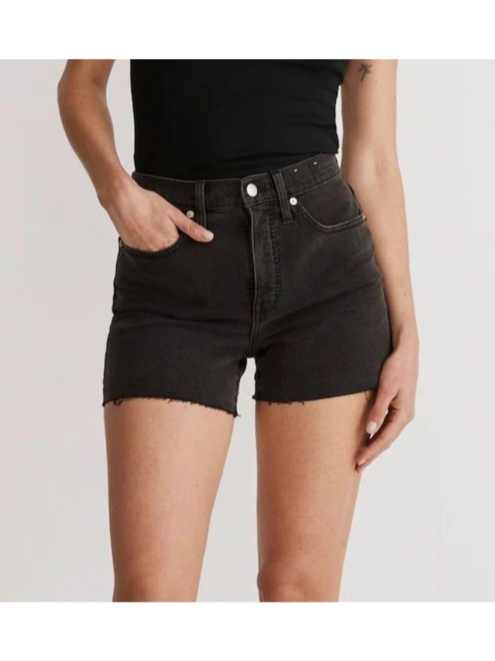 Madewell High-Rise Black Denim Shorts
